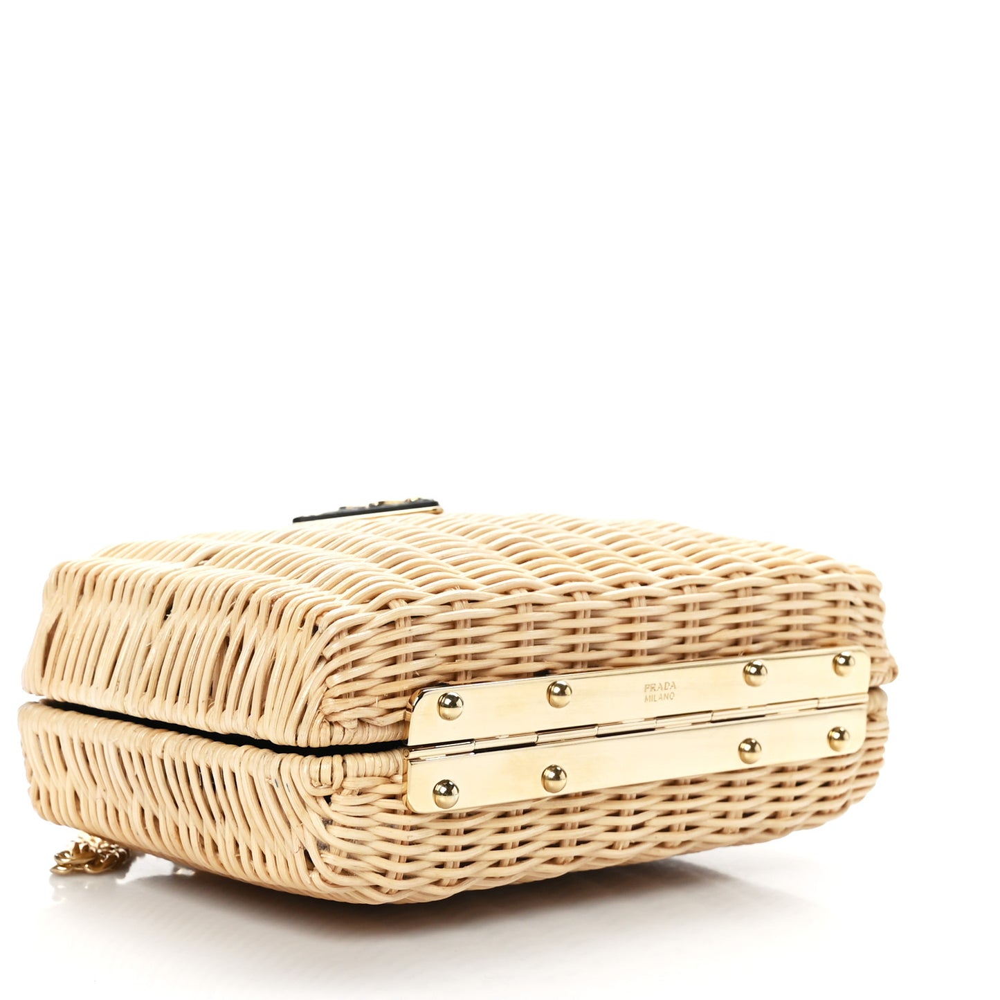 Wicker Triangle Crossbody Clutch Naturale Black