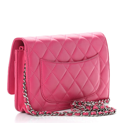 Chanel Lambskin Quilted Wallet On Chain WOC Pink 5 of 19