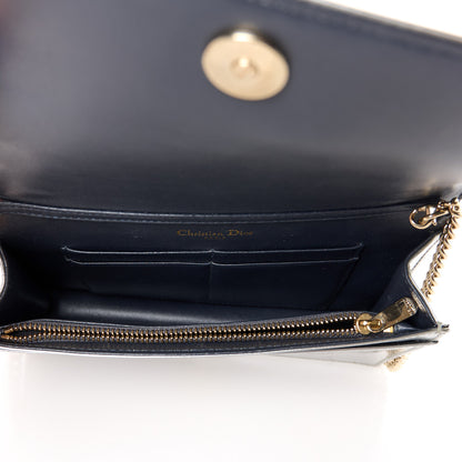 Christian Dior Metallic Patent Micro-Cannage Diorama Wallet on Chain Pouch Silver 5 of 10