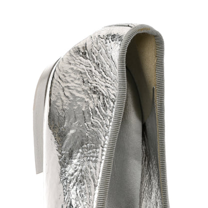 Chanel Metallic Aged Calfskin Cap Toe CC Ballerina Flats 40.5 Silver 11 of 15