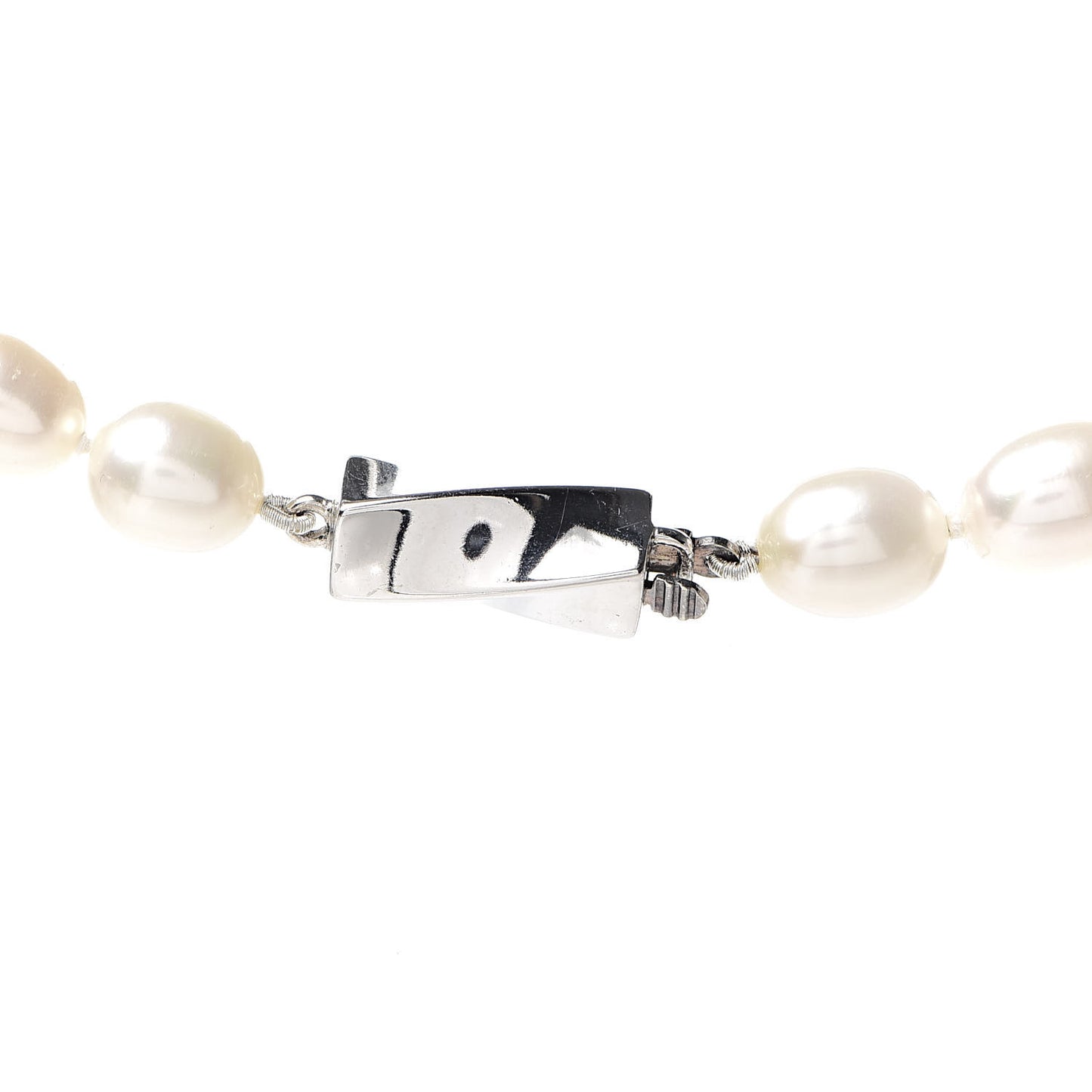 Sterling Silver Pearl 7mm Strand Twist Clasp Necklace