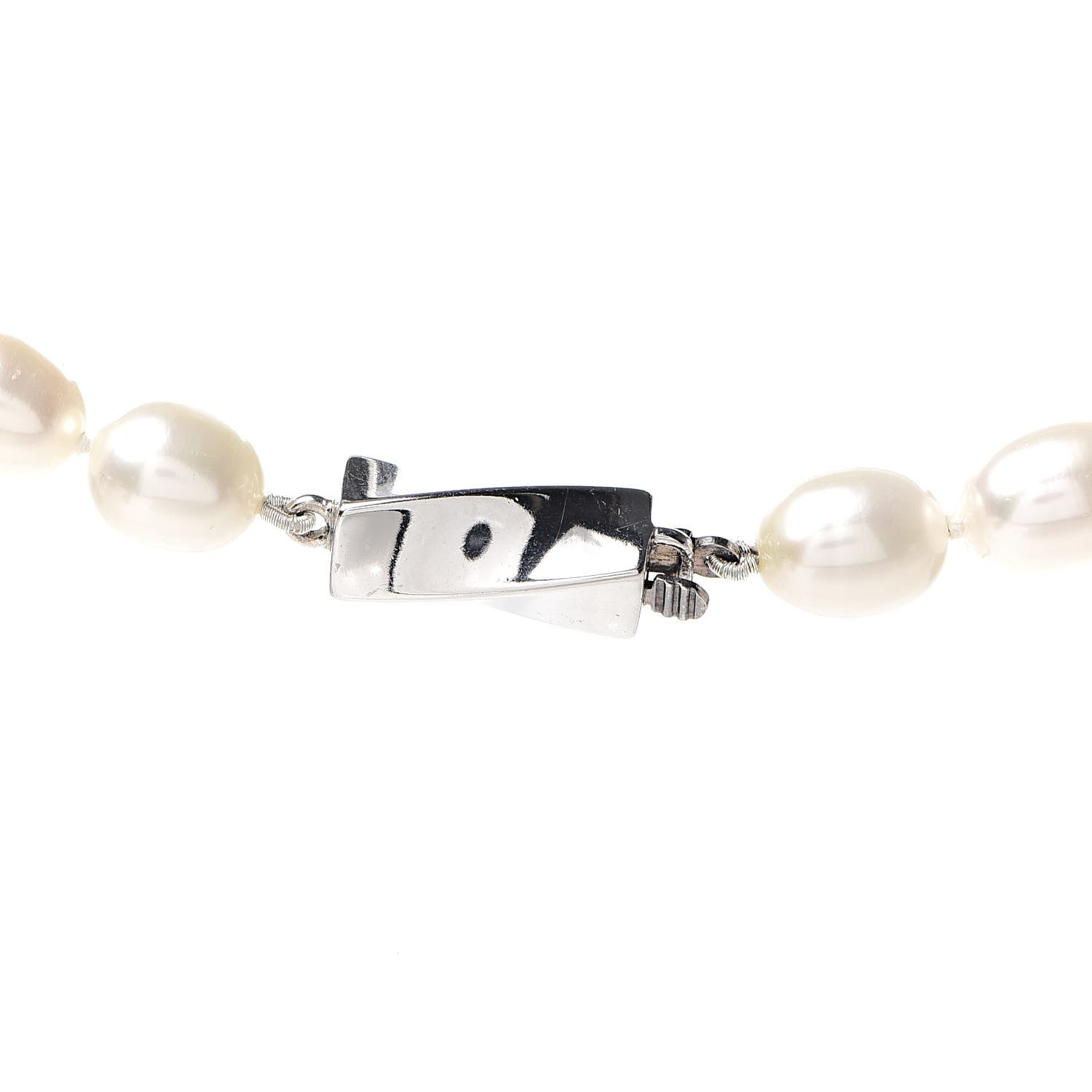 Tiffany Sterling Silver Pearl 7mm Strand Twist Clasp Necklace 4 of 6