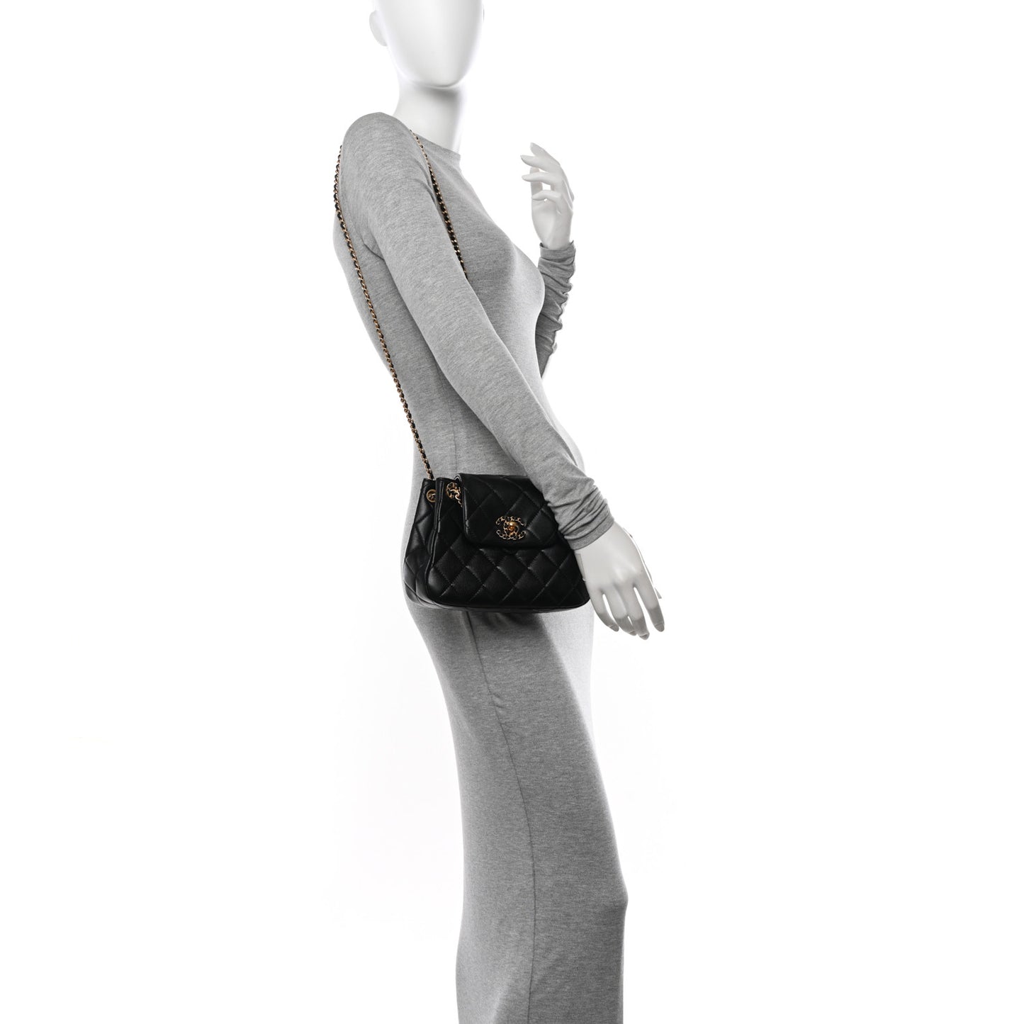 Lambskin Quilted Braided CC Accordion Flap Bag Black