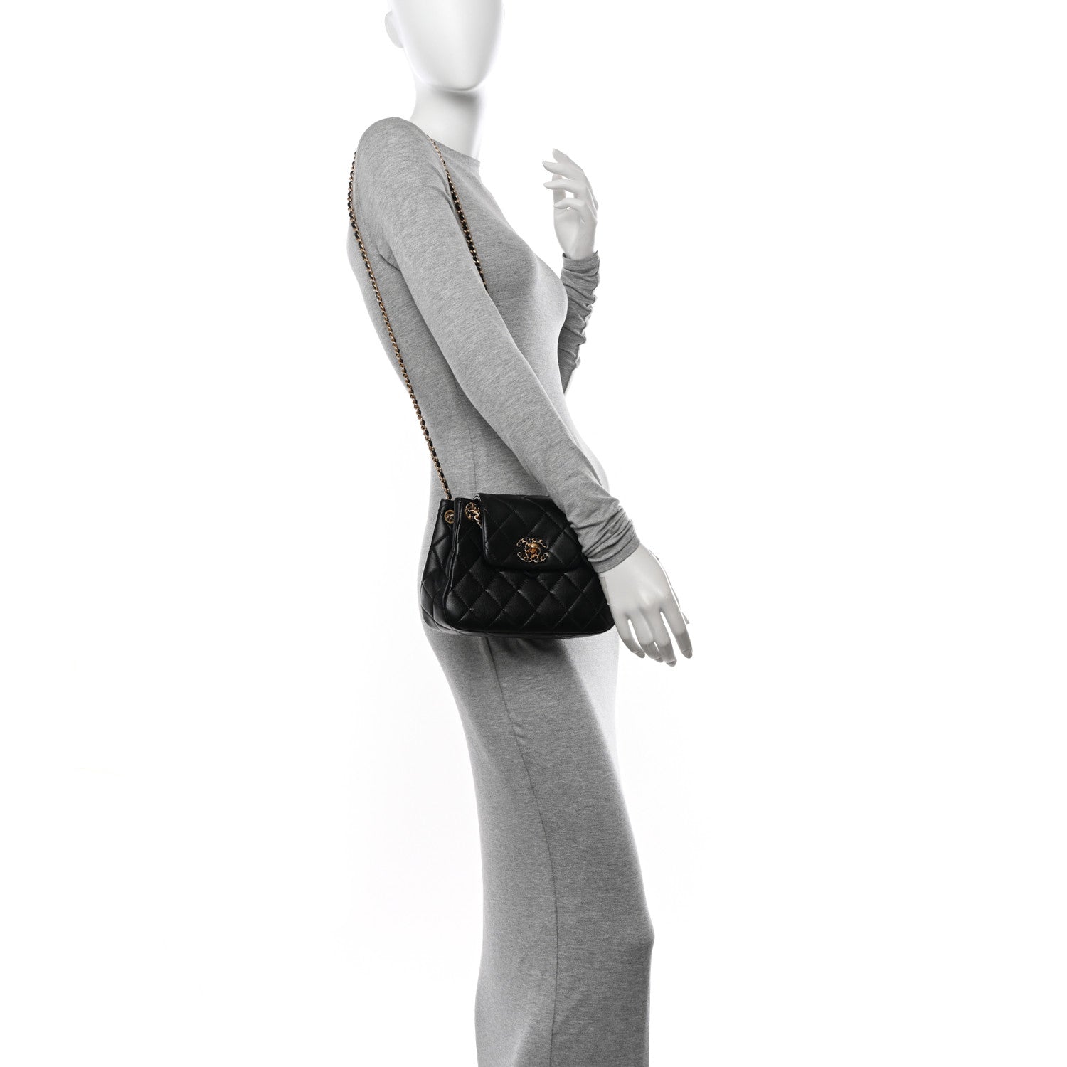 Chanel Lambskin Quilted Braided CC Accordion Flap Bag Black 2 of 11