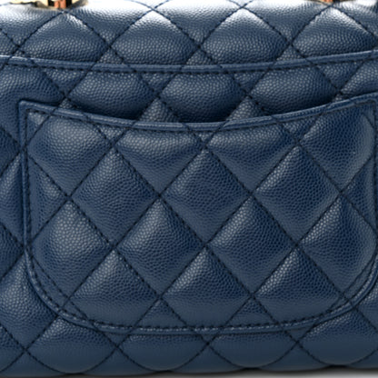 Chanel Caviar Quilted Lizard Embossed Mini Coco Handle Flap Navy Blue 11 of 13