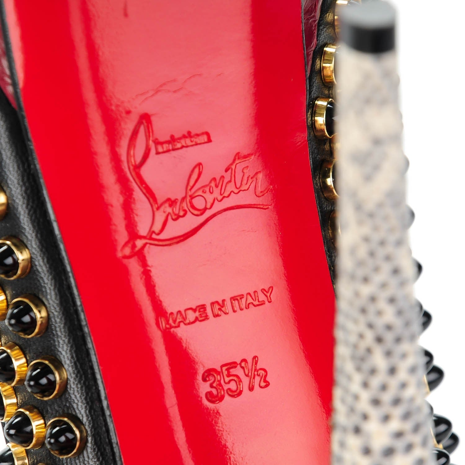 Christian Louboutin Kid Watersnake Lady Peep Cabo 150 Pumps 35.5 Black 6 of 7