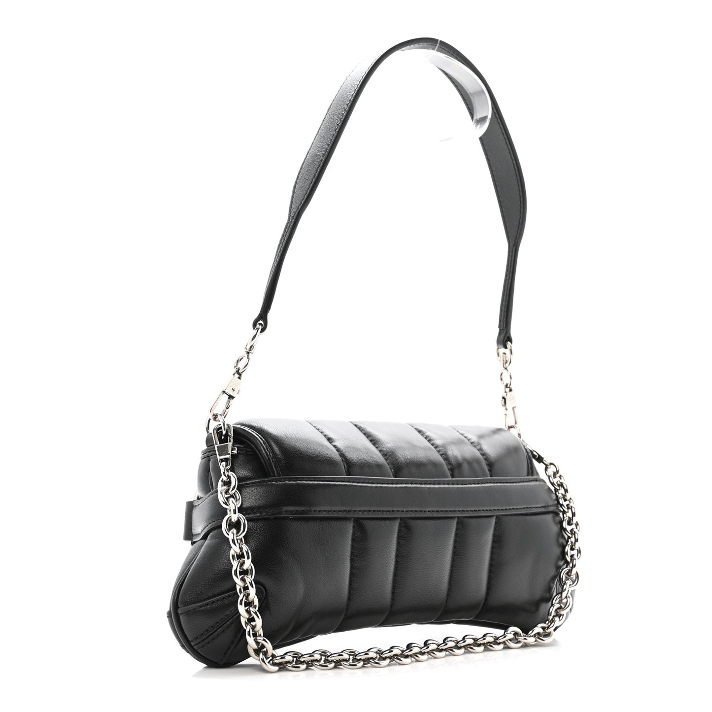 Nappa Vertical Matelasse Small Maxi Horsebit Chain Shoulder Bag Black