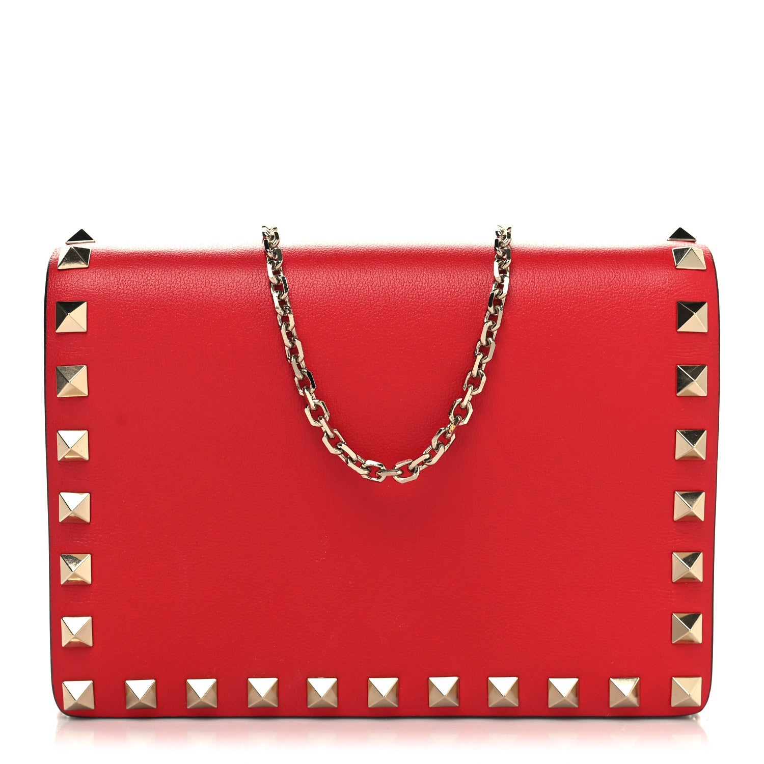 Valentino Garavani Vitello Rockstud Wallet On Chain Rouge Pur 1 of 11