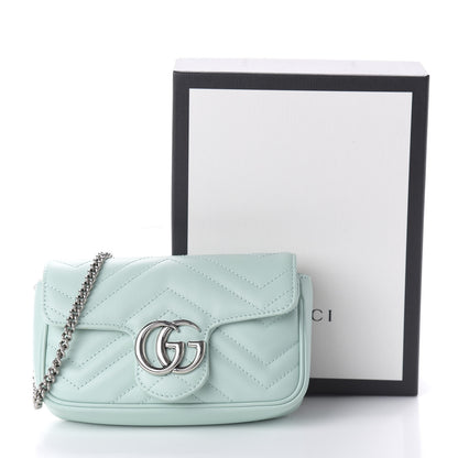 Gucci Calfskin Matelasse Super Mini GG Marmont Shoulder Bag Water Green 11 of 11