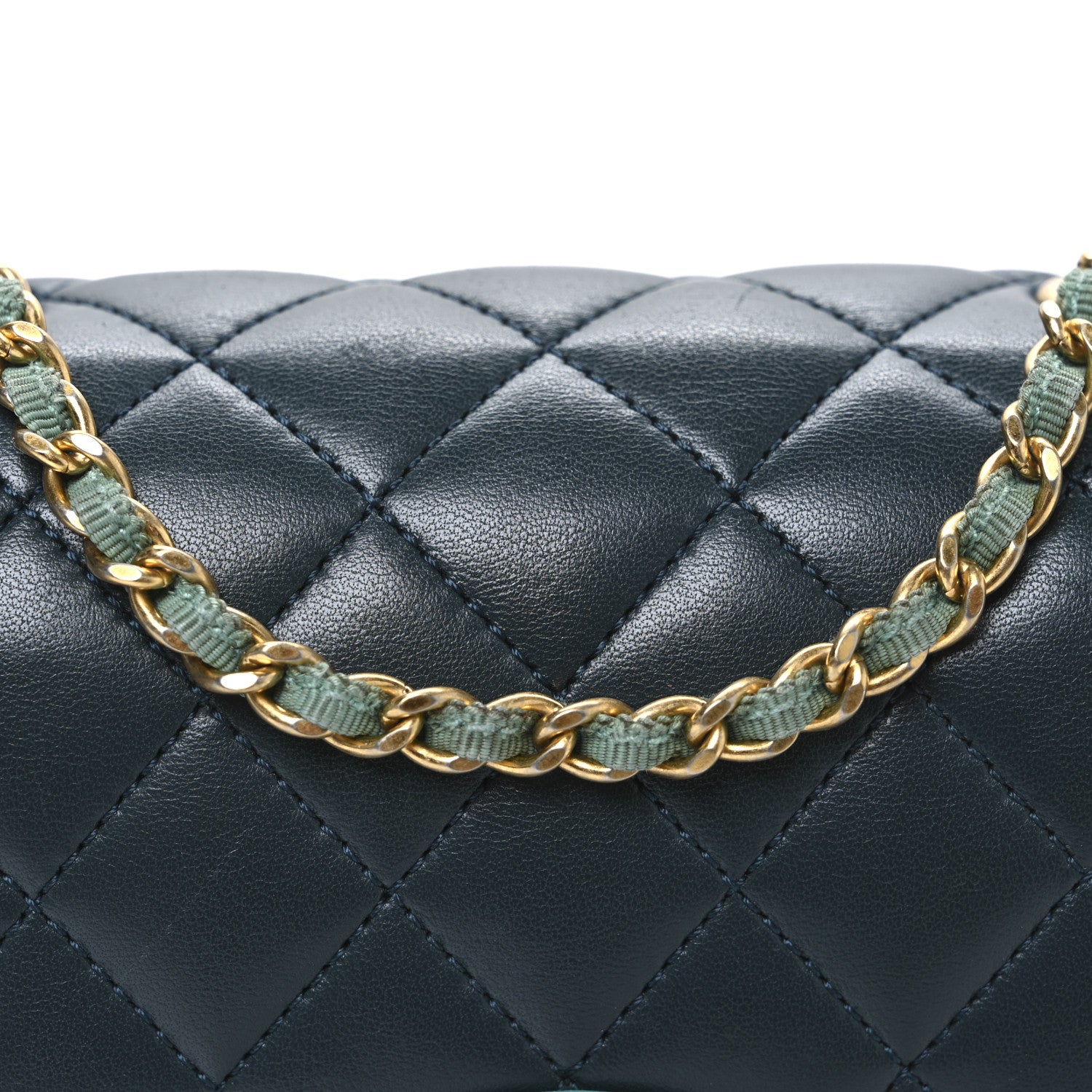 Chanel Lambskin Quilted Two Tone Day Flap Navy Turquoise 8 of 10