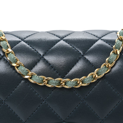 Chanel Lambskin Quilted Two Tone Day Flap Navy Turquoise 8 of 10