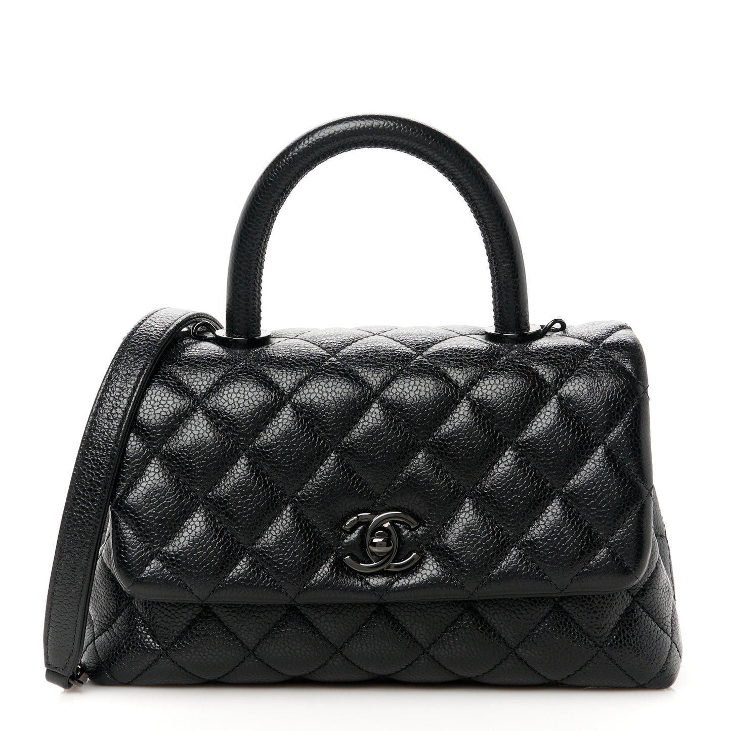 Caviar Quilted Mini Coco Handle Flap So Black