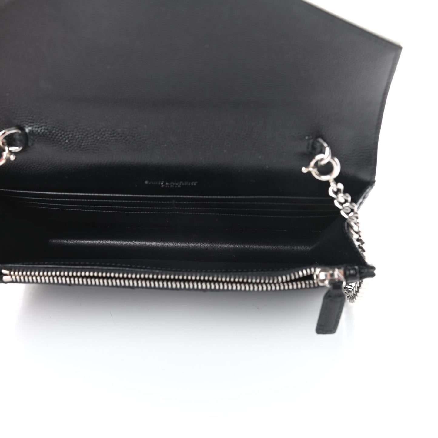 Grain De Poudre Matelasse Chevron Monogram Envelope Chain Wallet Pearl White Black