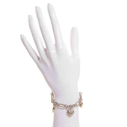 David Yurman Sterling Silver 18K Yellow Gold Cable Heart 5 Charm Bracelet 2 of 5