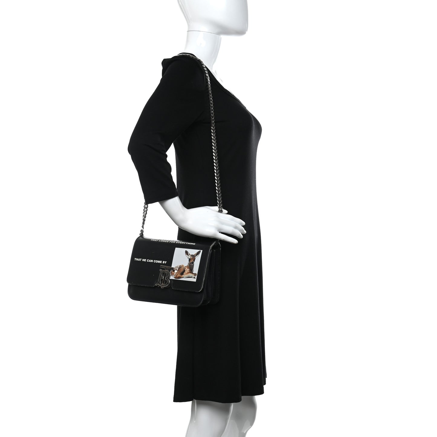 Calfskin Montage Print Small TB Bag Black
