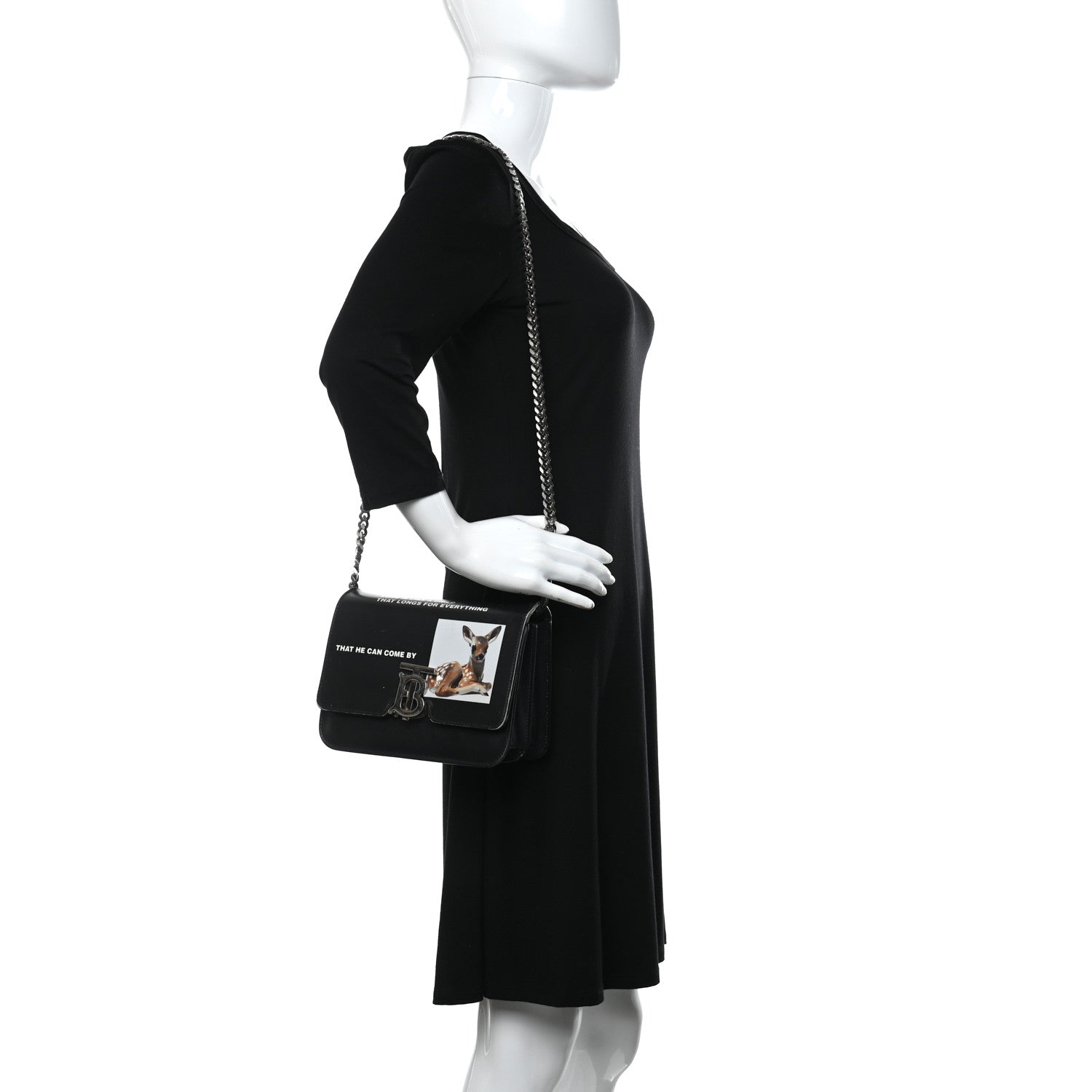 Burberry Calfskin Montage Print Small TB Bag Black 3 of 22