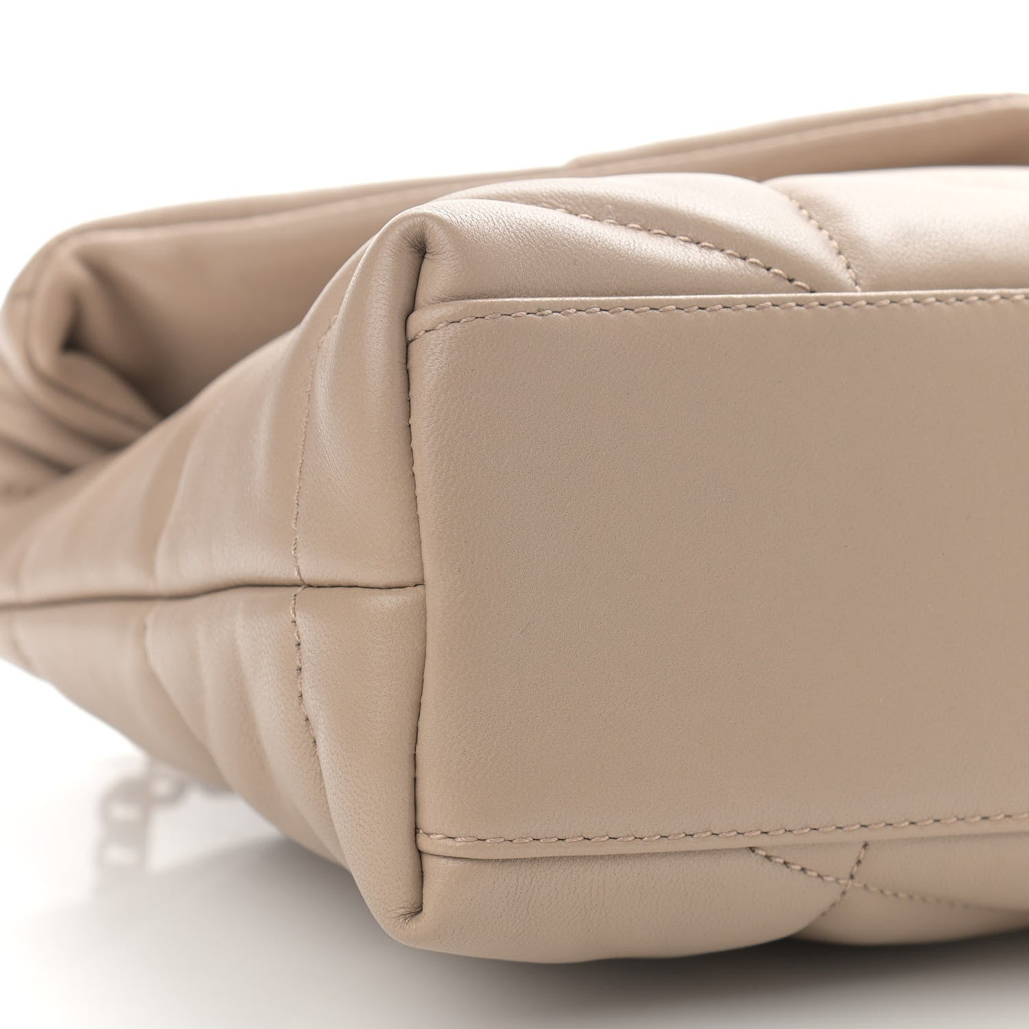 Saint Laurent Lambskin Quilted Toy Loulou Puffer Monogram Chain Satchel Dark Beige 10 of 12
