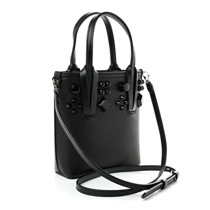 Christian Louboutin Calfskin Empire Spike Monochrome Studded Mini North South Cabata Tote Black 3 of 11