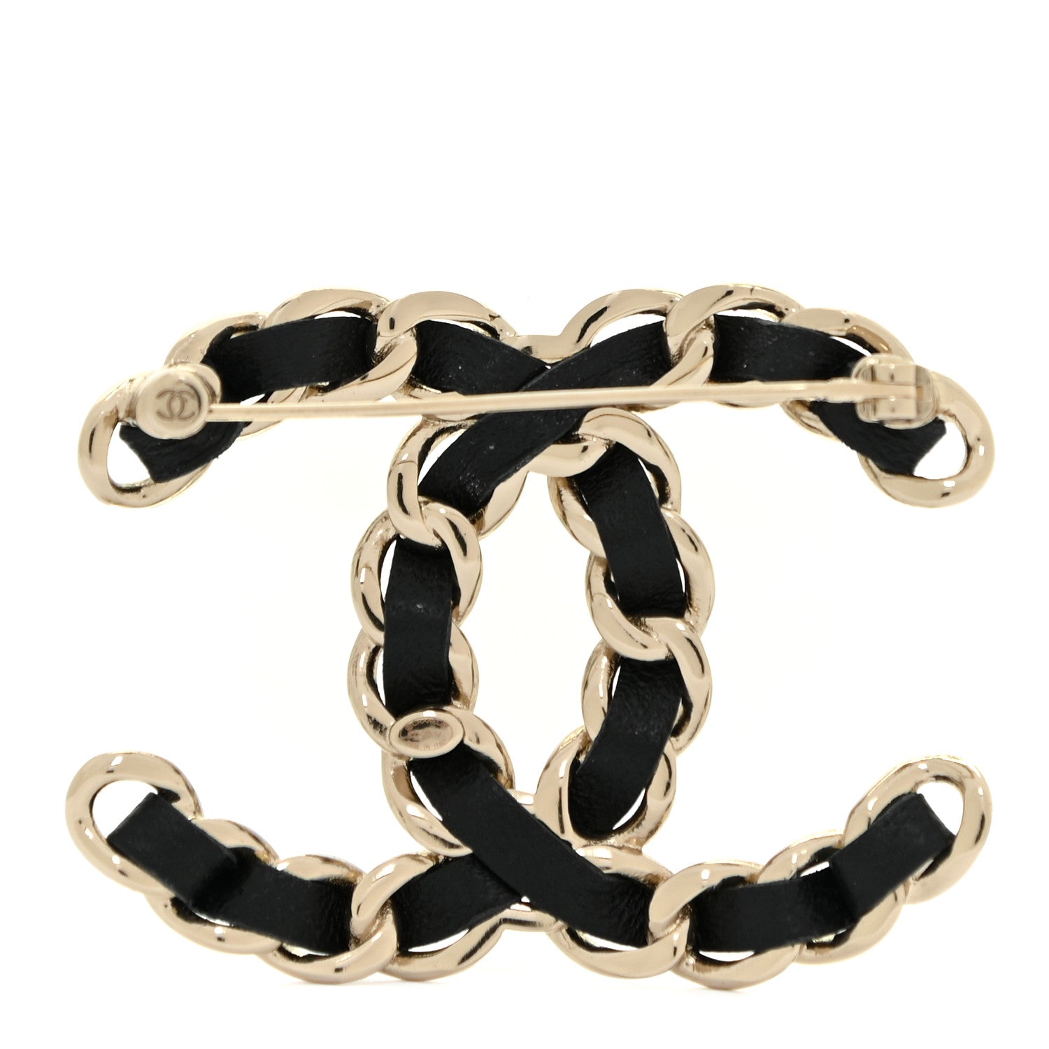Chanel Lambskin Chain CC Brooch Black Gold 3 of 7