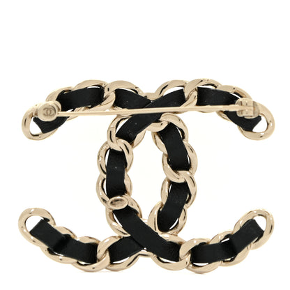 Chanel Lambskin Chain CC Brooch Black Gold 3 of 7
