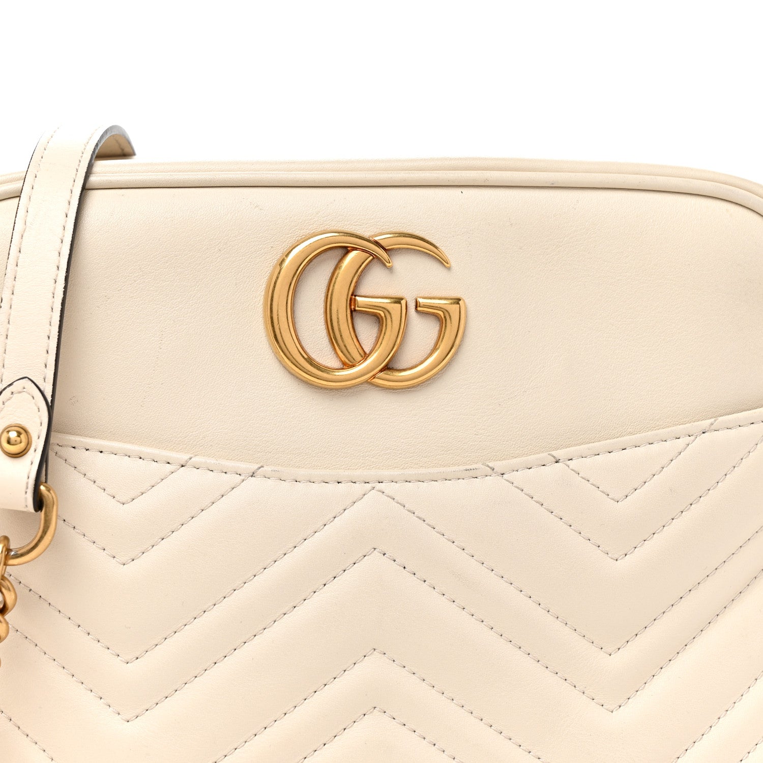 Gucci Calfskin Matelasse Medium GG Marmont Chain Shoulder Bag Mystic White 8 of 12