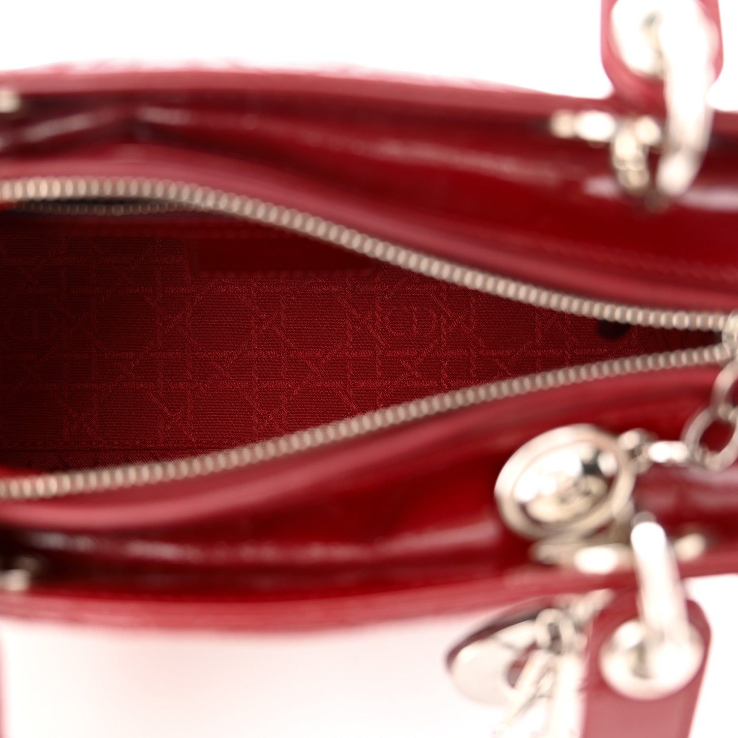 Christian Dior Patent Cannage Medium Lady Dior Burgundy Red 5 of 12