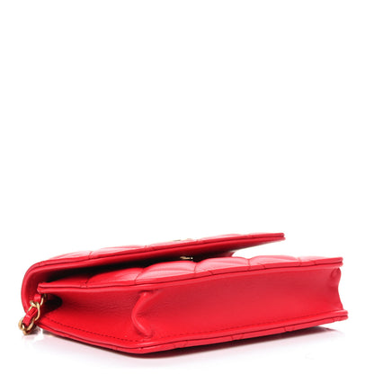 Chanel Lambskin Quilted Pearl Crush Clutch With Chain Red 3 of 4