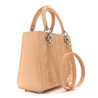 Christian Dior Patent Cannage Medium Lady Dior Beige 3 of 15