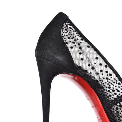 Christian Louboutin Plumeti Chiffon Suede Follies Lace 100 Pumps 36 Black 8 of 9