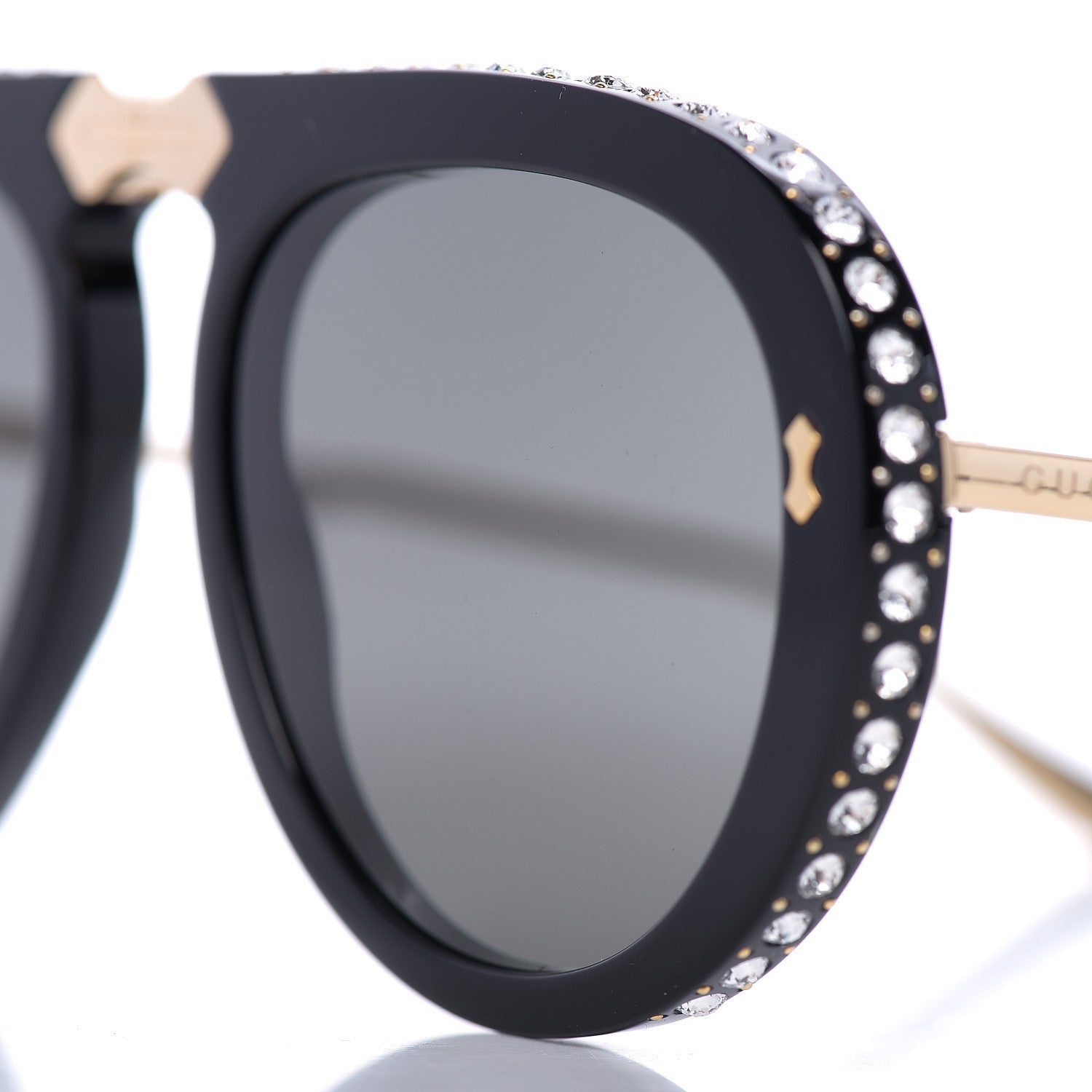 Gucci Acetate Crystal Foldable Aviator Sunglasses GG0307S Black 8 of 8
