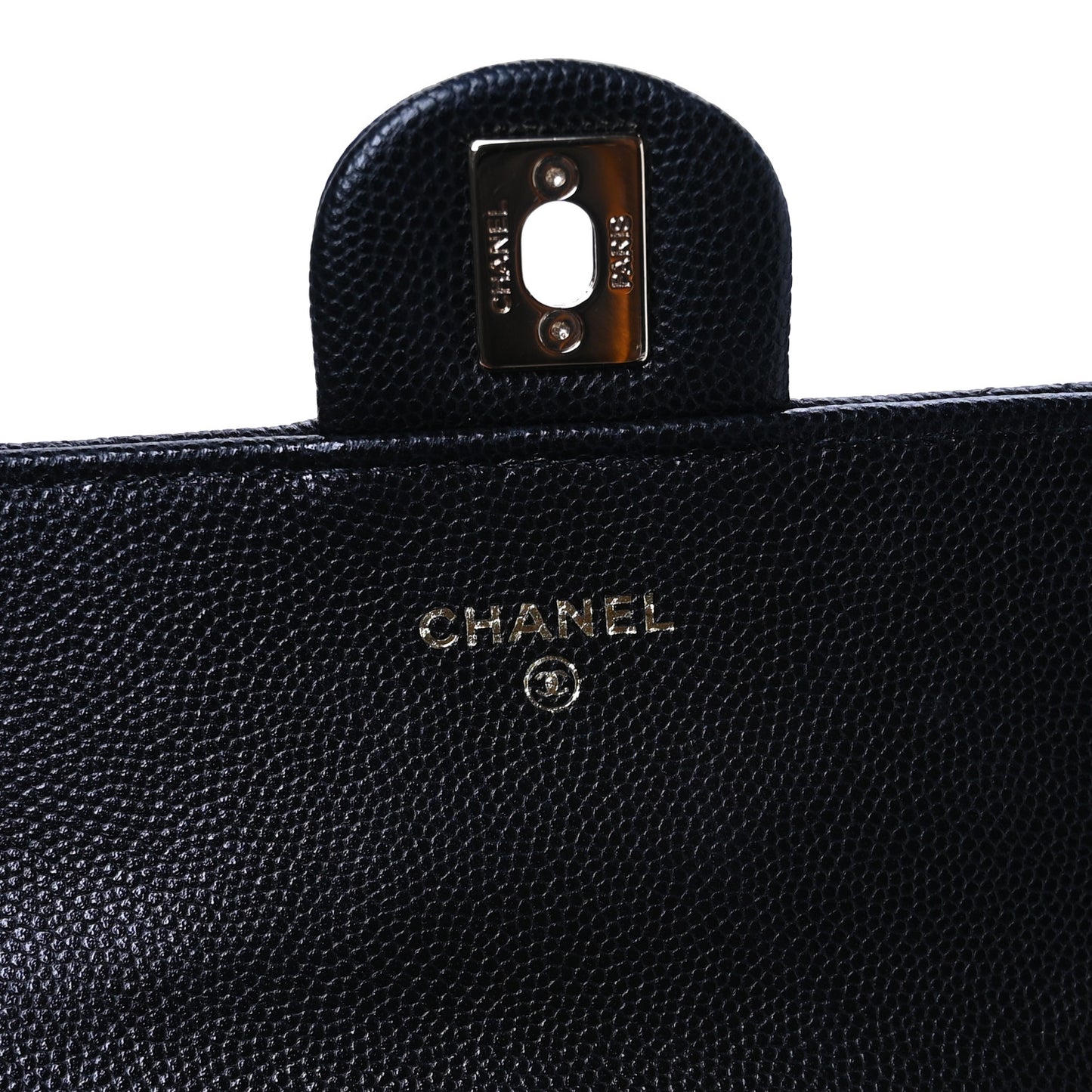 Caviar Quilted Retro Mini Twist Top Handle Clutch Flap Black