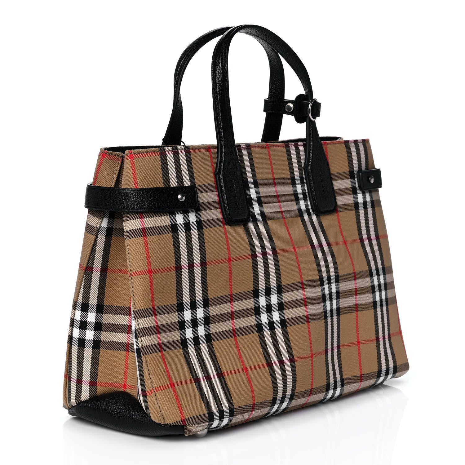 Burberry Goatskin Vintage Check Medium Banner Tote Black 3 of 9