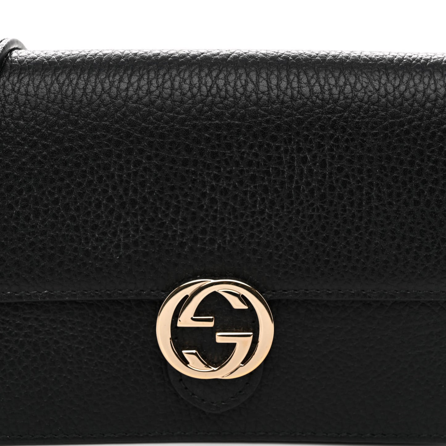 Dollar Calfskin Interlocking G Chain Wallet Black