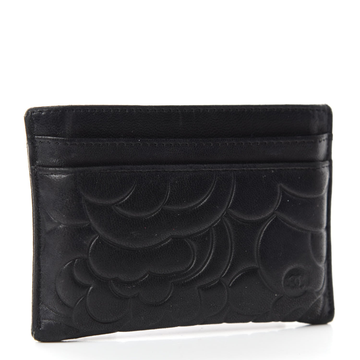 Chanel Lambskin Camellia Embossed Card Holder Black 3 of 10