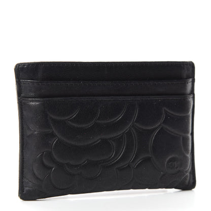 Chanel Lambskin Camellia Embossed Card Holder Black 3 of 10