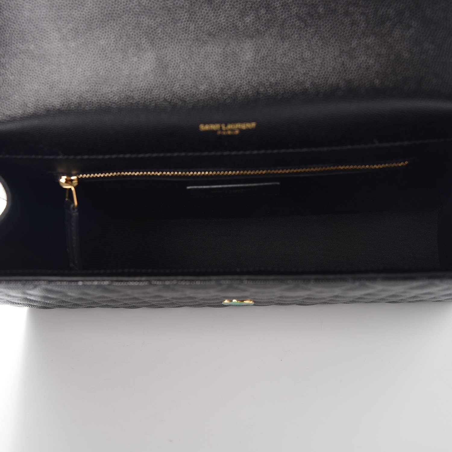 Saint Laurent Grain De Poudre Textured Mixed Matelasse Large Triquilt Monogram Satchel Black 5 of 7