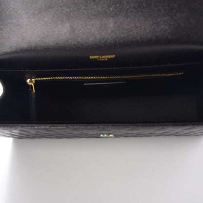 Saint Laurent Grain De Poudre Textured Mixed Matelasse Large Triquilt Monogram Satchel Black 5 of 7