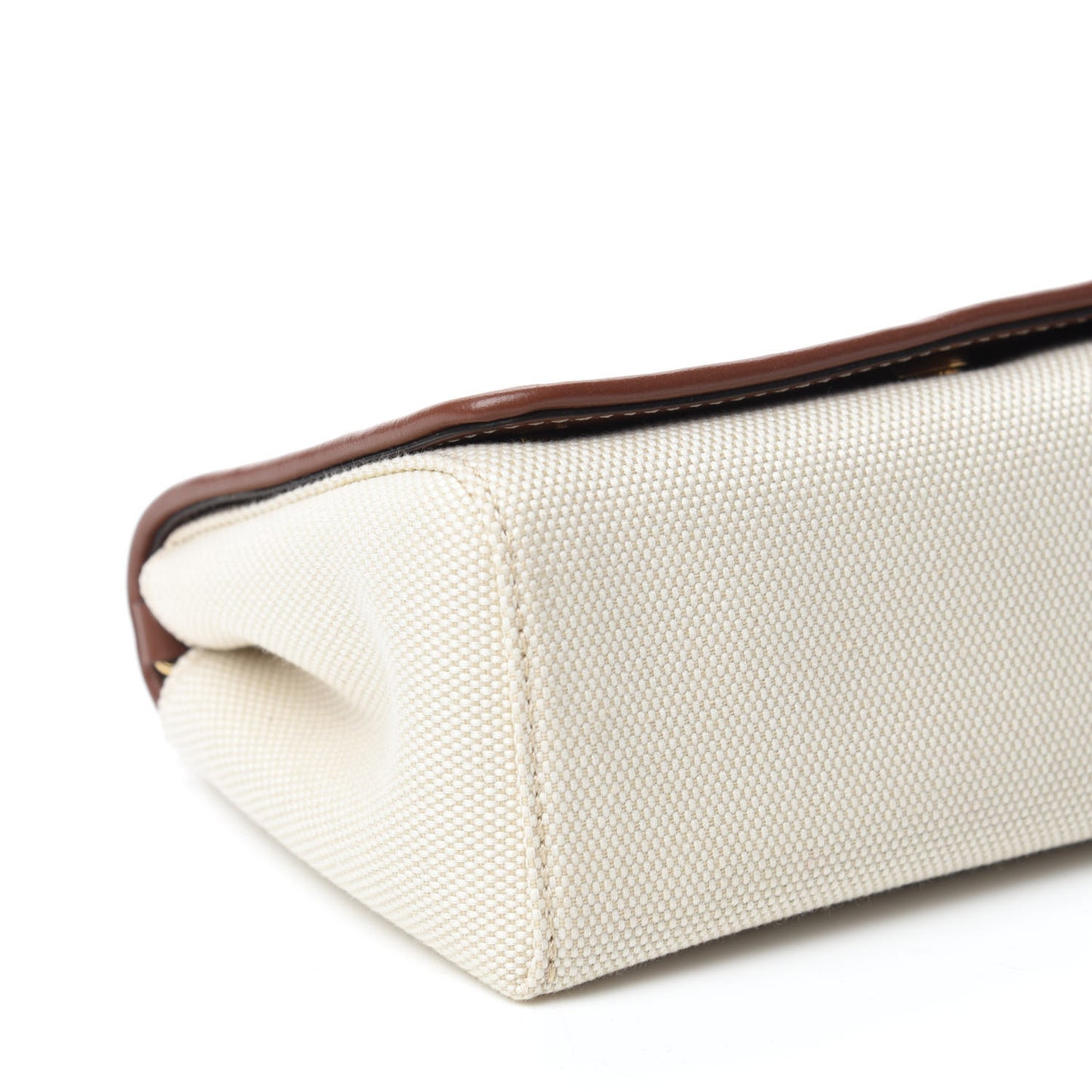 Cotton Canvas Horseferry Print Small Crossbody Bag White Tan