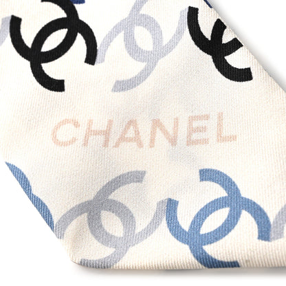 Chanel Silk Twill CC Slim Bandeau Scarf Ecru Multicolor 3 of 3