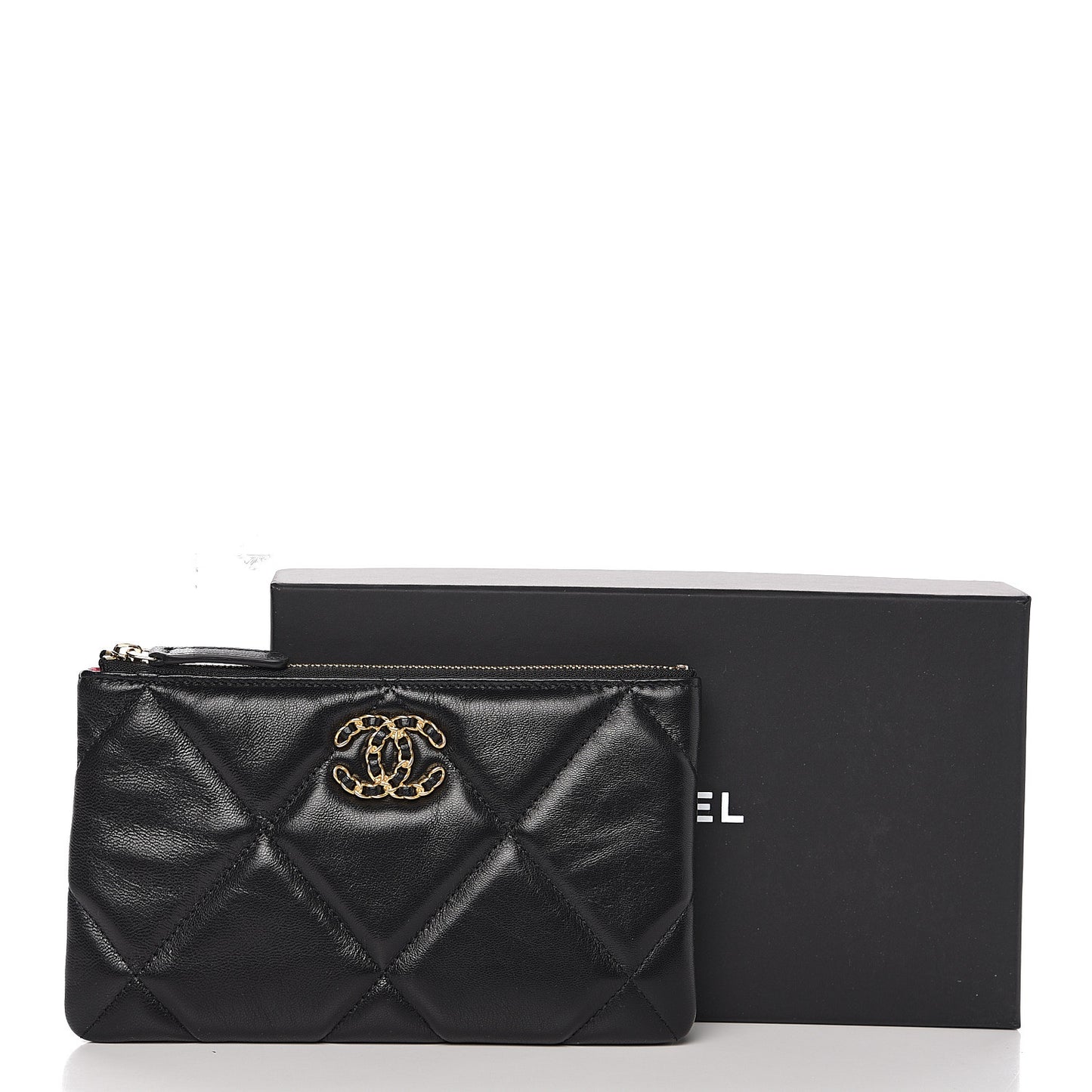 Goatskin Quilted 19 Cosmetic Case Black