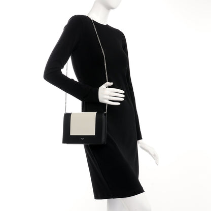 Celine Smooth Lambskin Frame Evening Chain Clutch Black White 2 of 7