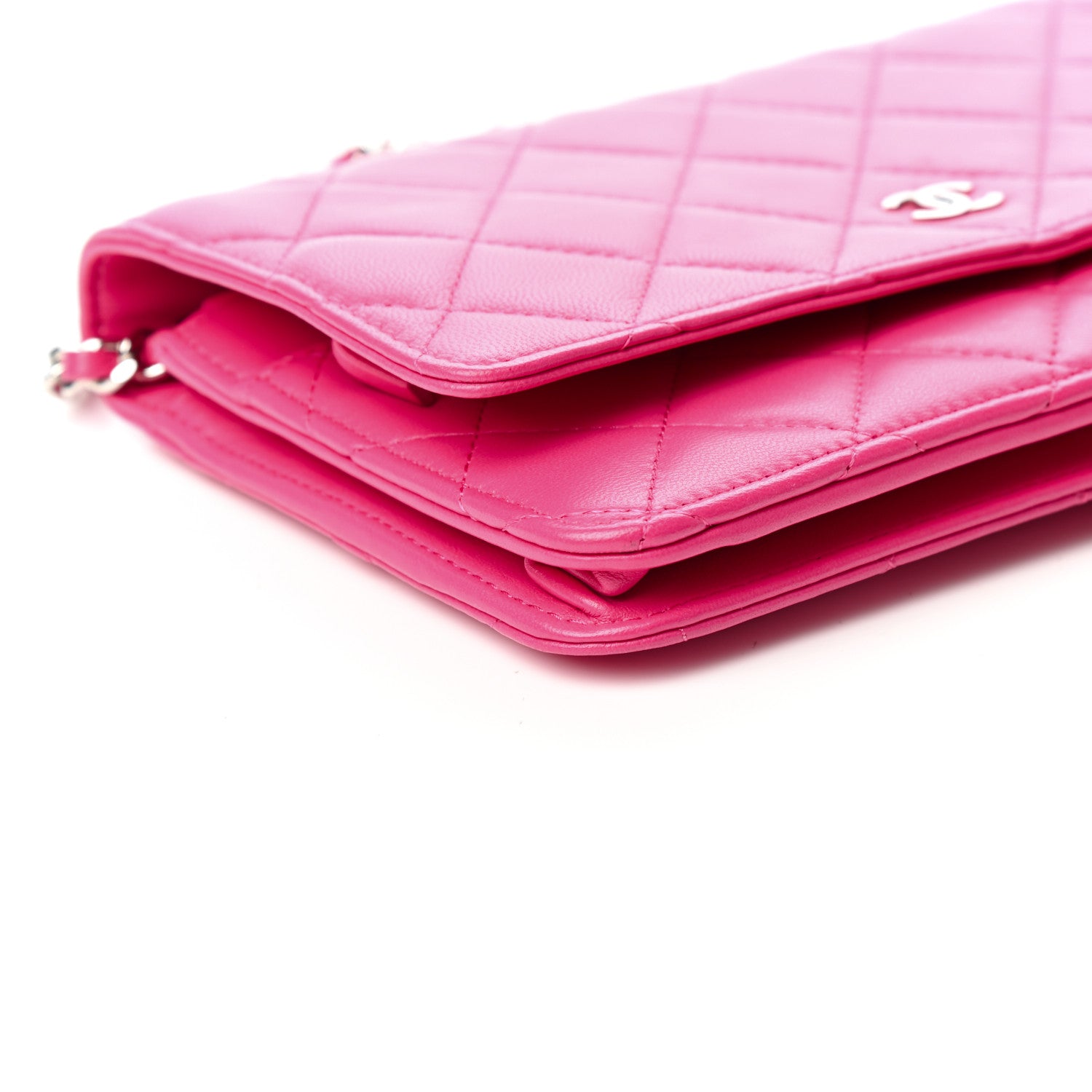 Chanel Lambskin Quilted Wallet On Chain WOC Pink 10 of 11