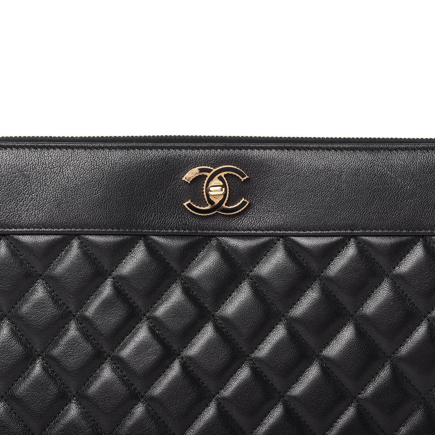 Sheepskin Quilted Large Vintage Mademoiselle Cosmetic Case Black
