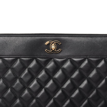 Chanel Sheepskin Quilted Large Vintage Mademoiselle Cosmetic Case Black 10 of 10