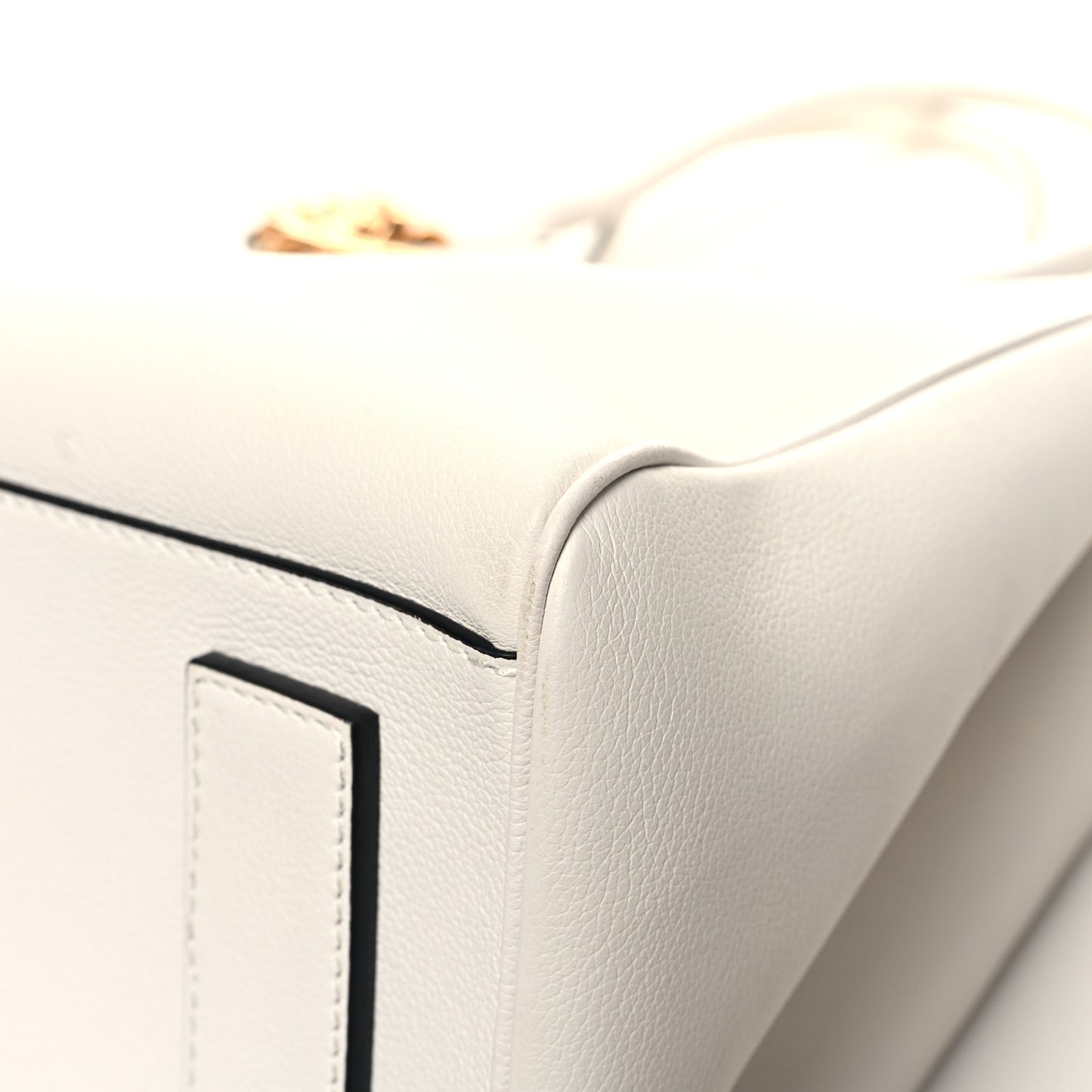 Grained Calfskin La Medusa Chain Tote White