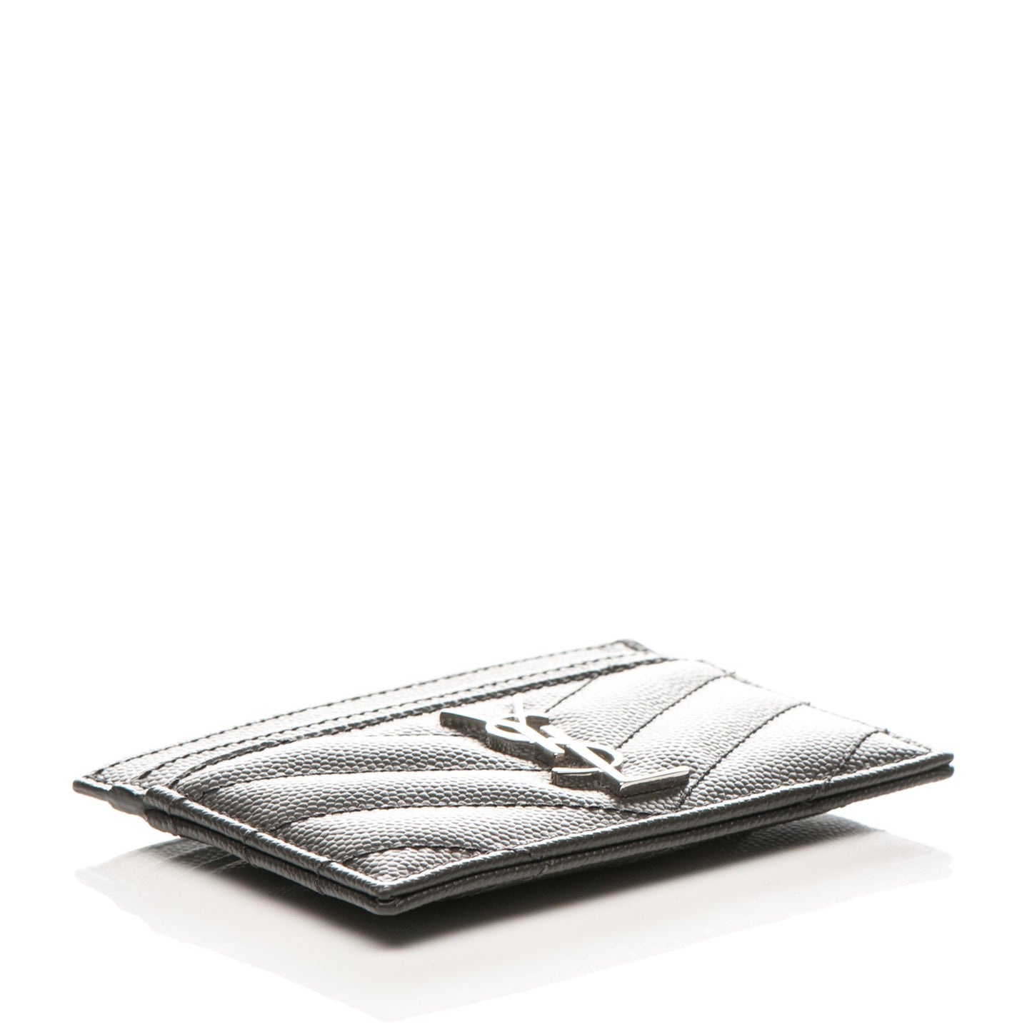 Grain De Poudre Matelasse Chevron Monogram Card Case Coal
