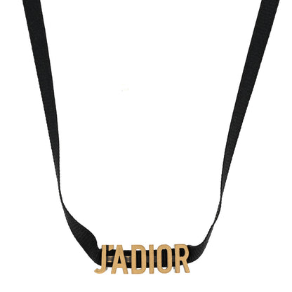 Christian Dior Grosgrain Ribbon J'Adior Logo Choker Necklace Black 1 of 7