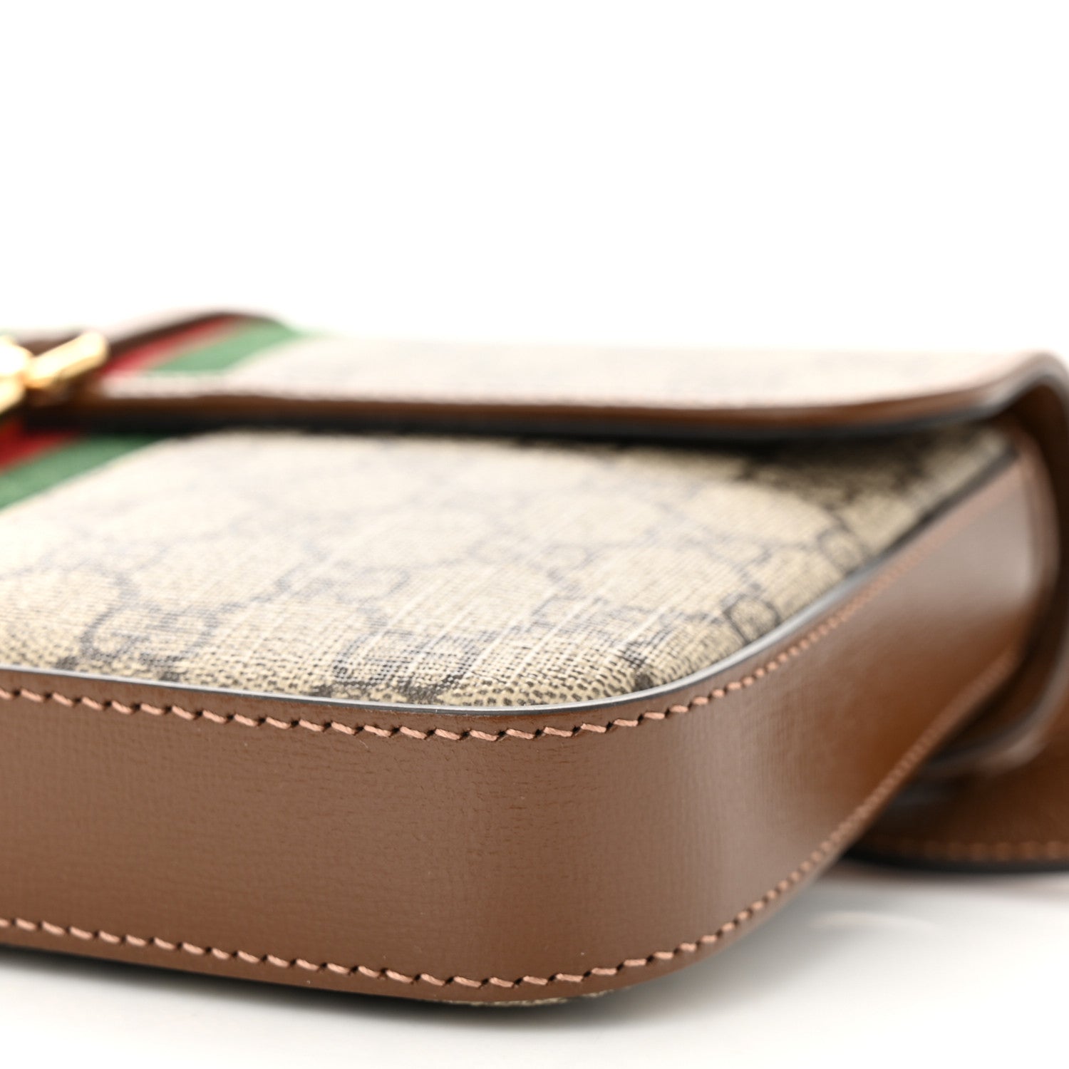 Gucci GG Supreme Monogram Azalea Calfskin Web Jackie 1961 Belt Bag 90 36 Beige Ebony Brown Sugar 11 of 11