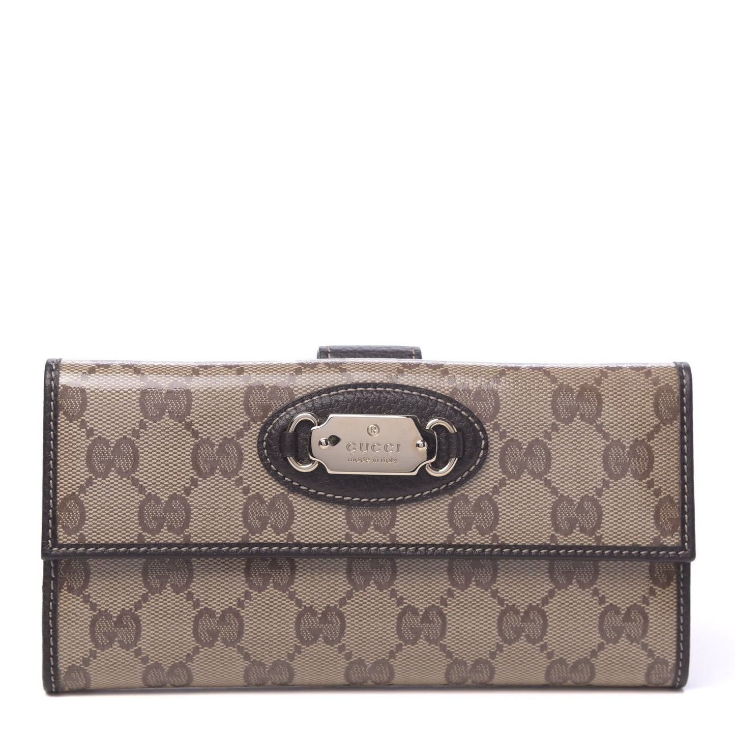 Crystal Monogram Continental Wallet Brown