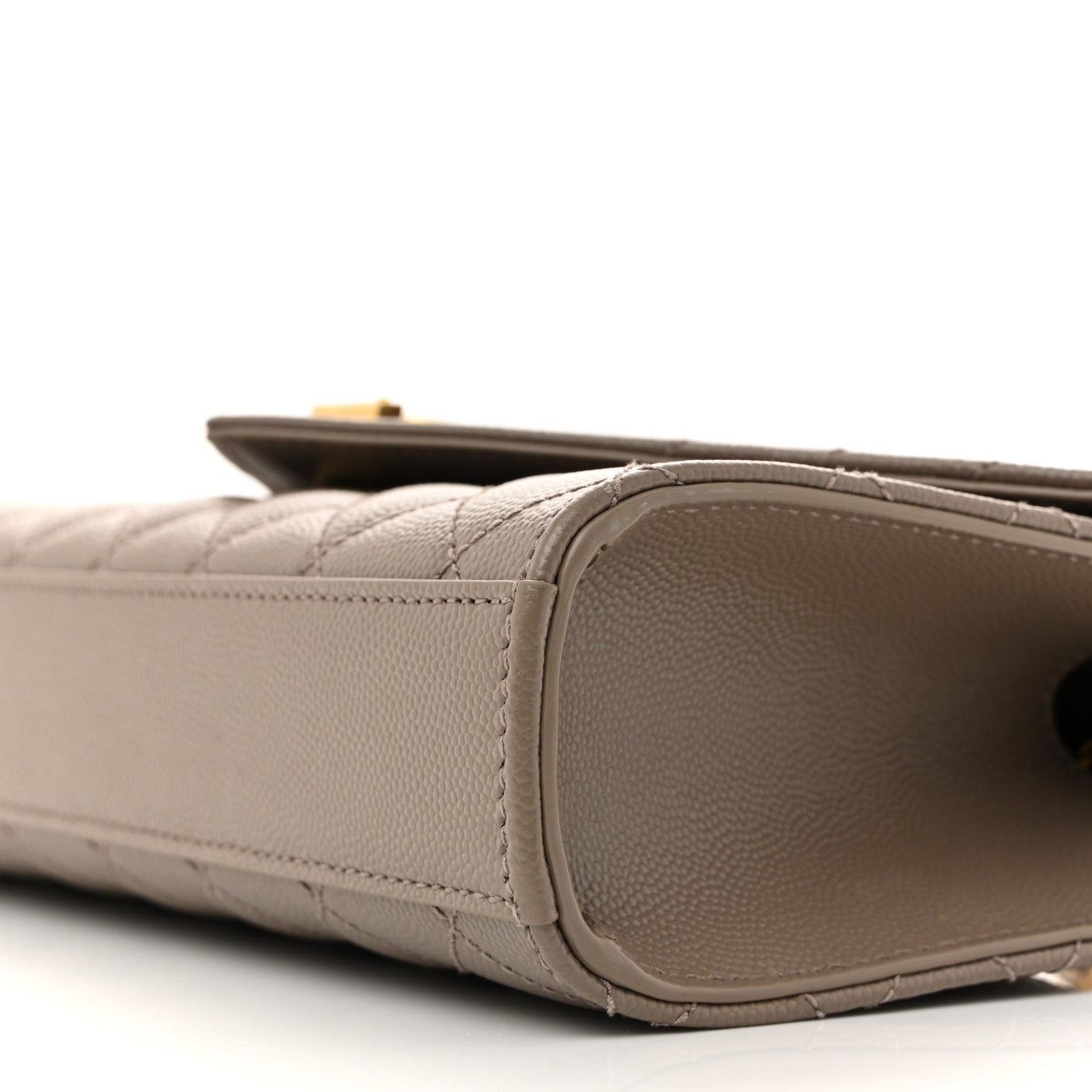 Saint Laurent Grain De Poudre Textured Mixed Matelasse Triquilt Small Monogram Satchel Greyish Brown 10 of 14